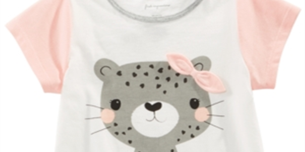 Camiseta infantil First Impressions Baby Girl em algodão com blocos de cores e estampa de chita, tamanho 12 MO