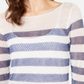 Suéter listrado com ponto aberto feminino INC International Concepts, branco e azul, tamanho pequeno G