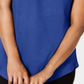 Camiseta feminina JM Collection com ombros descobertos e manga curta, azul, tamanho pequeno