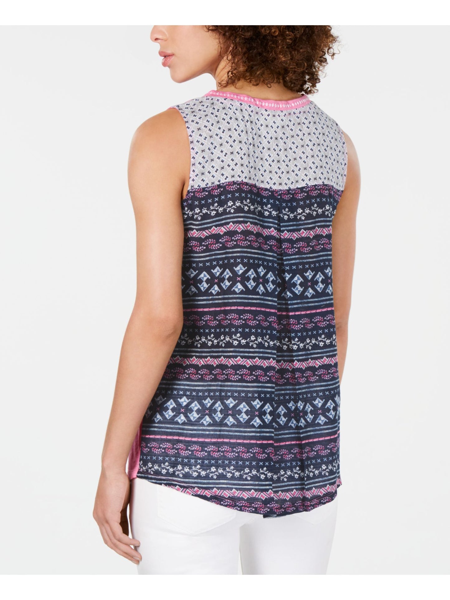 Regata feminina estampada sem mangas com decote em V, rosa, tamanho extragrande, estilo &amp; co