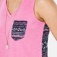 Regata feminina estampada sem mangas com decote em V, rosa, tamanho extragrande, estilo &amp; co