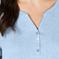 Karen Scott Top Henley de manga curta feminino azul tamanho grande