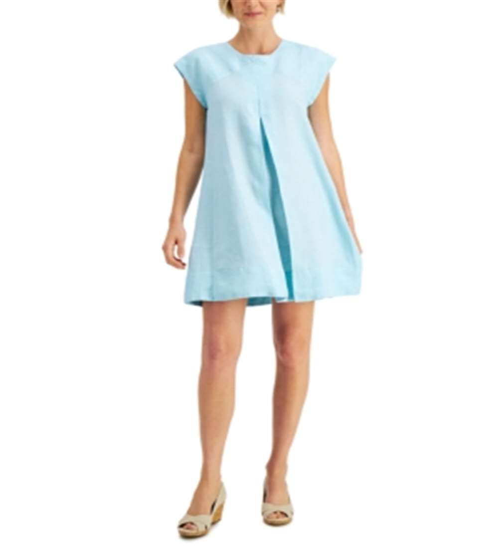Vestido feminino Charter Club com amarração nas costas e corte A, azul, tamanho extragrande