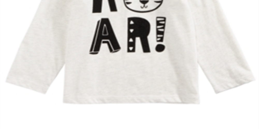 Camiseta infantil estampada Roar para meninos First Impressions, branca, tamanho 3-6 meses