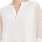 Top feminino Charter Club com manga transparente, branco, tamanho P