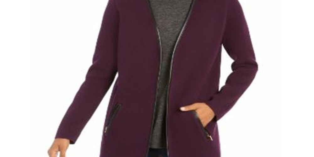 Cardigan feminino Charter Club Milano de algodão com frente aberta, roxo, tamanho médio