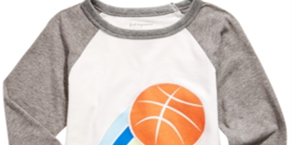 Camiseta estampada de basquete para meninos First Impressions, branca, tamanho 18 meses