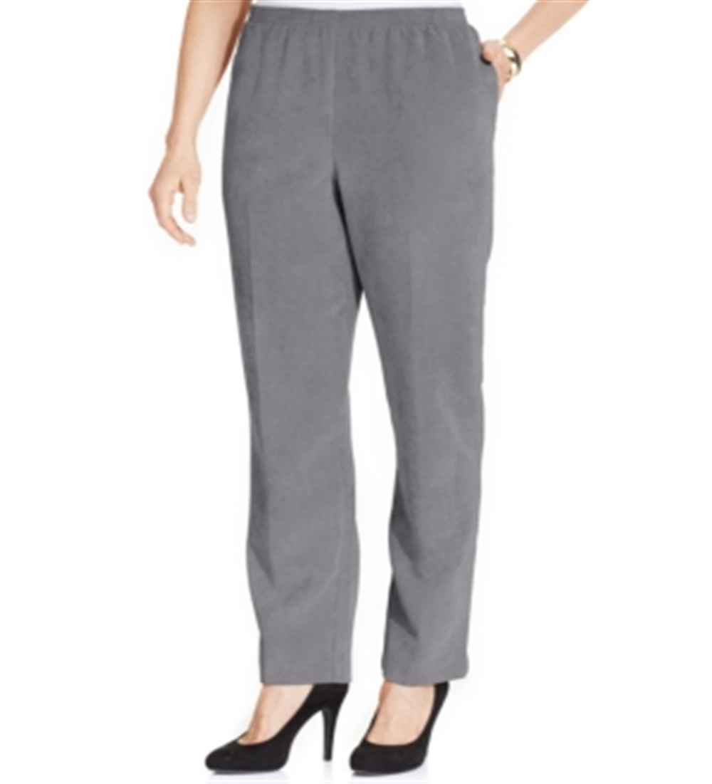 Calça feminina Alfred Dunner Classic Veludo cotelê cinza tamanho 18x4,5