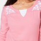 Blusa feminina Karen Scott de algodão bordado com camadas, rosa, tamanho médio