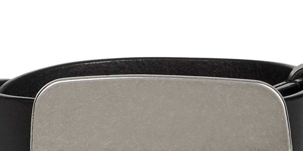 Cinto de couro com fivela de placa Calvin Klein masculino, preto, tamanho 30