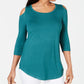 JM Collection Blusa feminina com ombros descobertos, verde, tamanho médio