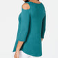 JM Collection Blusa feminina com ombros descobertos, verde, tamanho médio