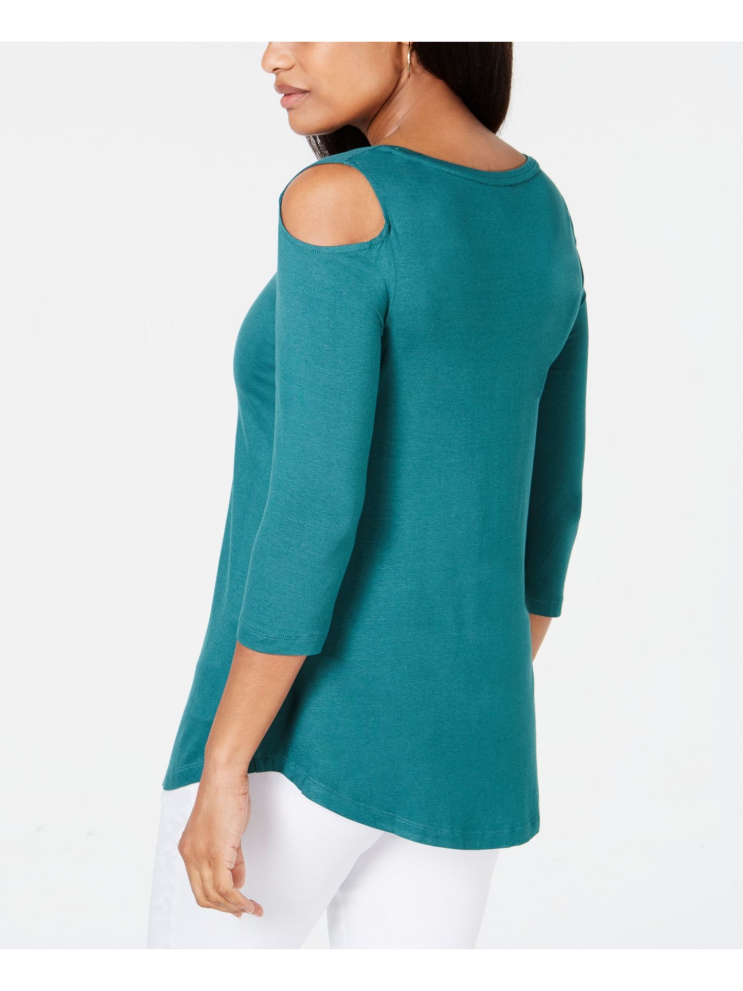JM Collection Blusa feminina com ombros descobertos, verde, tamanho médio