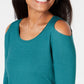 JM Collection Blusa feminina com ombros descobertos, verde, tamanho médio