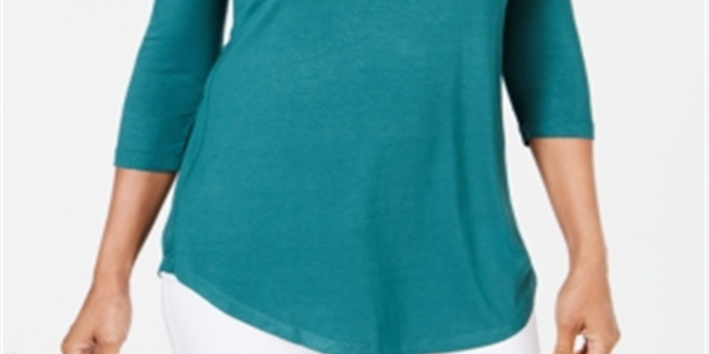 JM Collection Blusa feminina com ombros descobertos, verde, tamanho médio