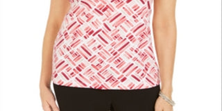 Karen Scott Blusa Henley Feminina Estampada Manga Curta Laranja Tamanho Grande