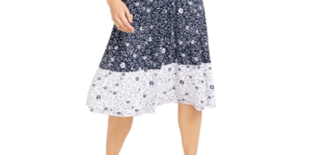Vestido floral feminino Charter Club sem mangas azul tamanho XX-G
