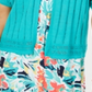 Cardigan feminino com estampa de Pointelle e frente aberta, azul, tamanho grande