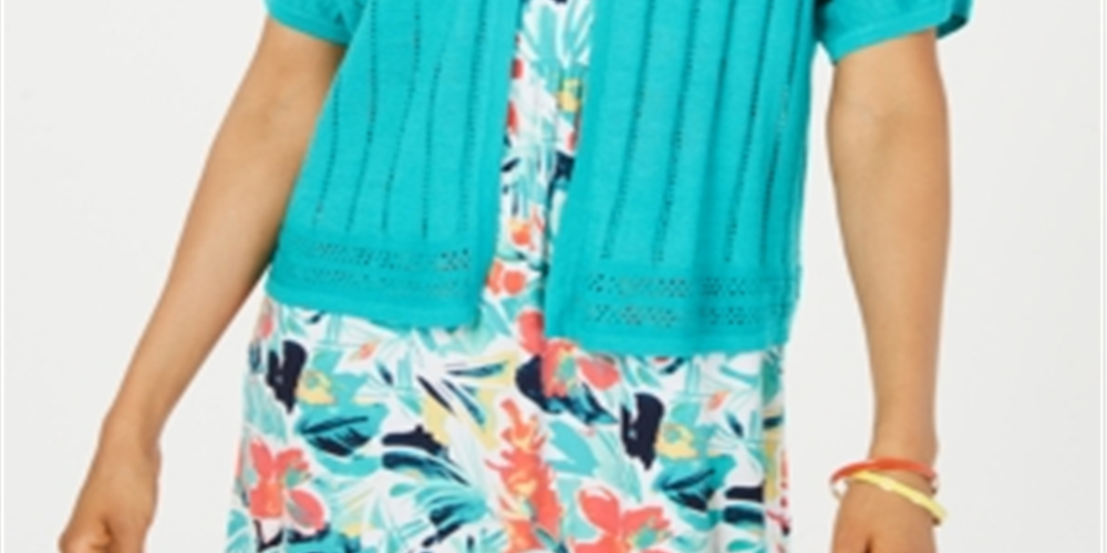 Cardigan feminino com estampa de Pointelle e frente aberta, azul, tamanho grande