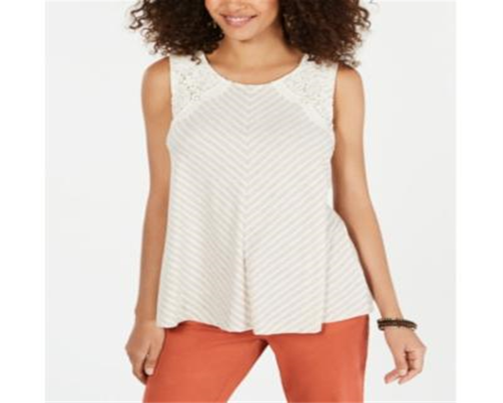 Blusa feminina listrada sem mangas estilo &amp; co, marrom, tamanho GG