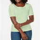 Camiseta feminina Karen Scott com apliques de renda e algodão, verde aloe, tamanho pequeno G