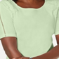 Camiseta feminina Karen Scott com apliques de renda e algodão, verde aloe, tamanho pequeno G
