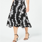 Saia MIDI com estampa floral feminina Alfani, preta, tamanho 10, pequena