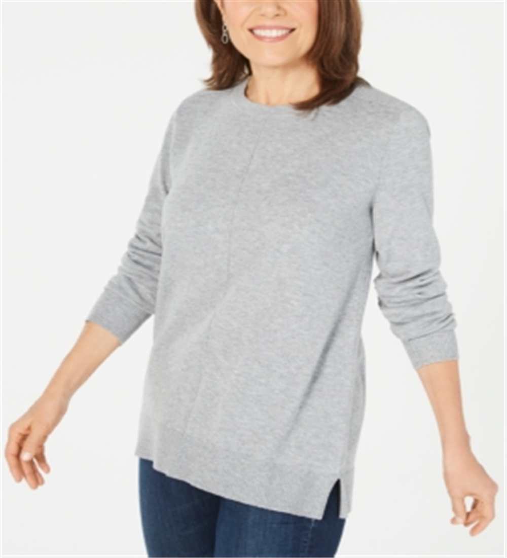 Karen Scott Suéter Feminino Plush com Costura Frontal Azul Tamanho Grande