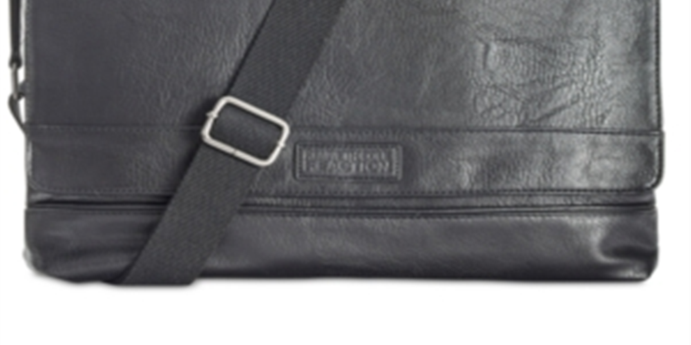 Bolsa tiracolo masculina Kenneth Cole Reaction Pebbled preta, tamanho único