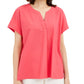 Blusa de malha com decote dividido e peônia feminina Alfani, rosa, tamanho pequeno grande