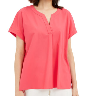 Blusa de malha com decote dividido e peônia feminina Alfani, rosa, tamanho pequeno grande
