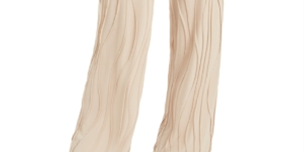 Calça feminina de malha ondulada JM Collection, marrom, tamanho médio