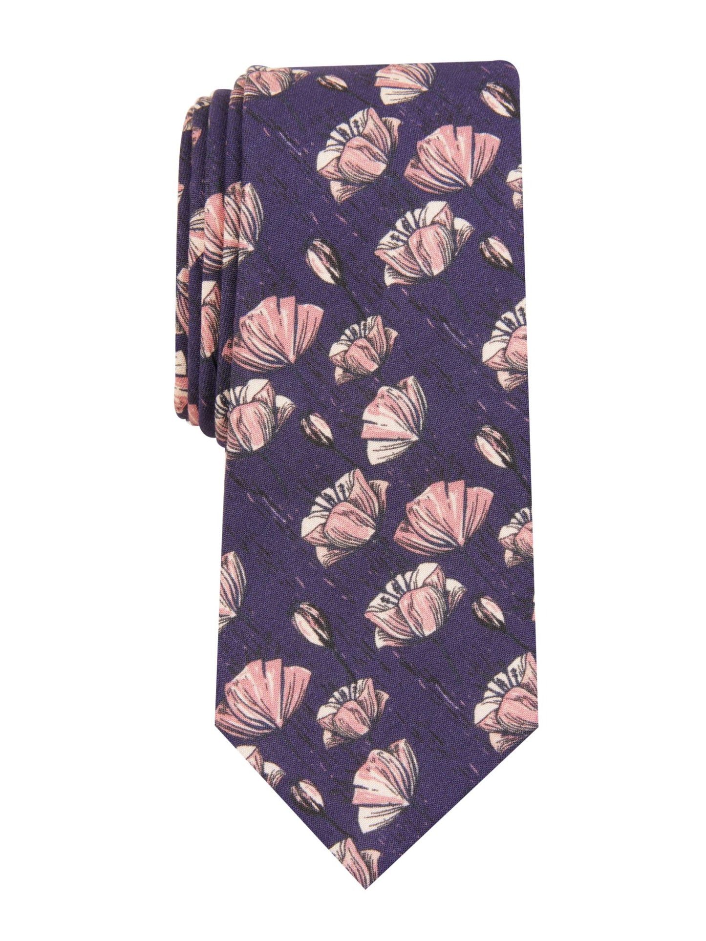 Gravata fina floral masculina Bar III roxa tamanho regular
