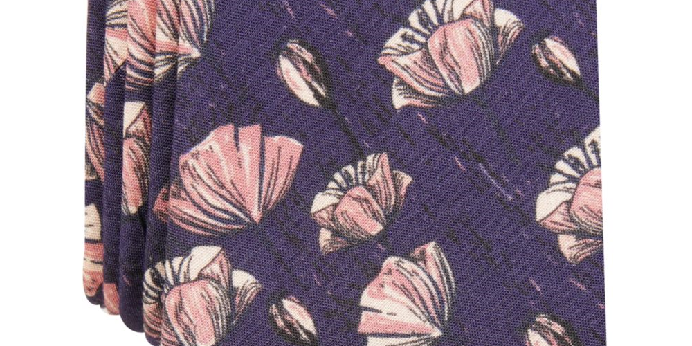 Gravata fina floral masculina Bar III roxa tamanho regular