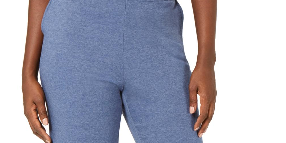 Calça de moletom feminina Karen Scott Sport Fleece Fitness Azul Tamanho X-S