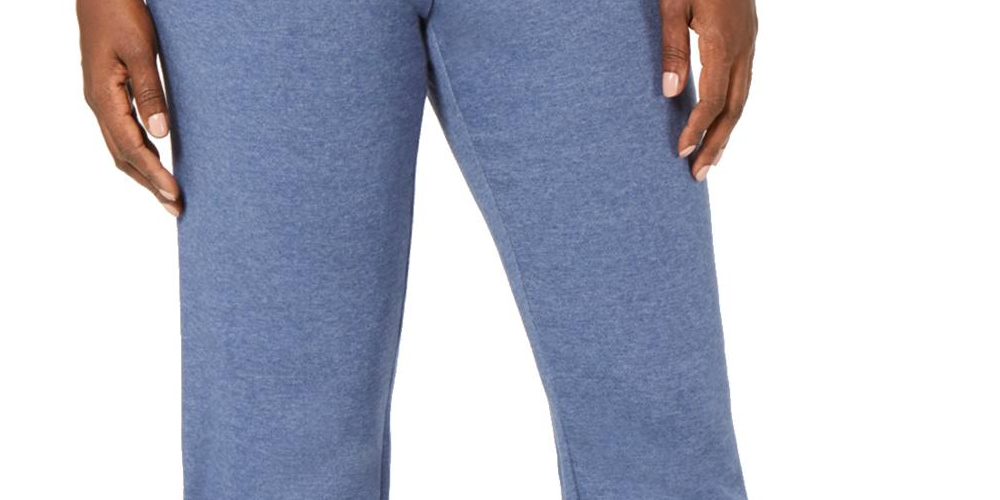 Calça de moletom feminina Karen Scott Sport Fleece Fitness Azul Tamanho X-S
