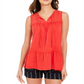 Top feminino sem mangas estilo camponês de algodão estilo &amp; co, vermelho, tamanho médio