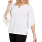 Blusa feminina com manga flare e detalhes embelezados, tamanho X-S