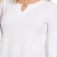 Blusa feminina com manga flare e detalhes embelezados, tamanho X-S