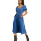 Vestido jeans midi smocked feminino da INC International Concepts, azul, tamanho 16
