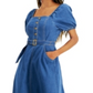 Vestido jeans midi smocked feminino da INC International Concepts, azul, tamanho 16