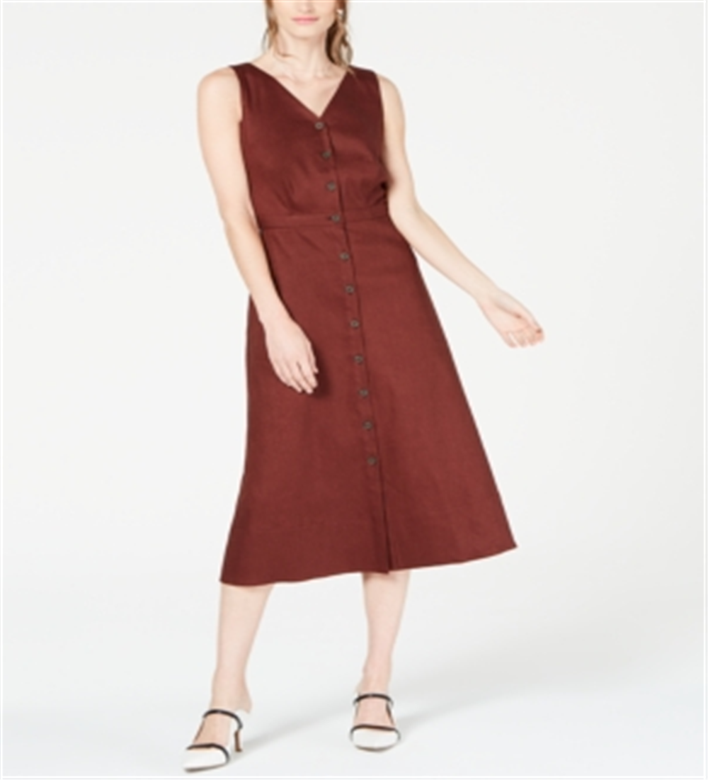 Vestido feminino Alfani com decote em V, sem mangas, marrom, tamanho 8
