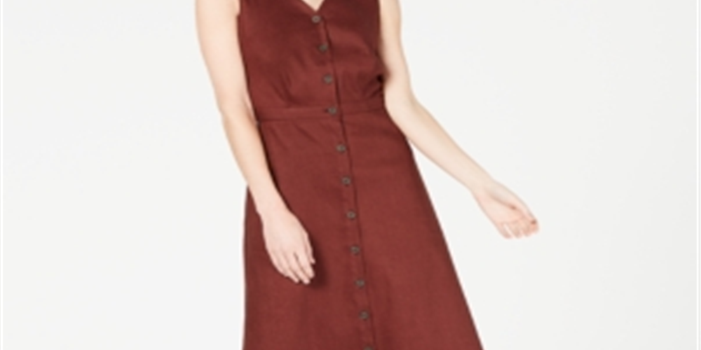 Vestido feminino Alfani com decote em V, sem mangas, marrom, tamanho 8