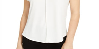 Bar III Women's V-Neck Seamed T-Shirt White Size Small