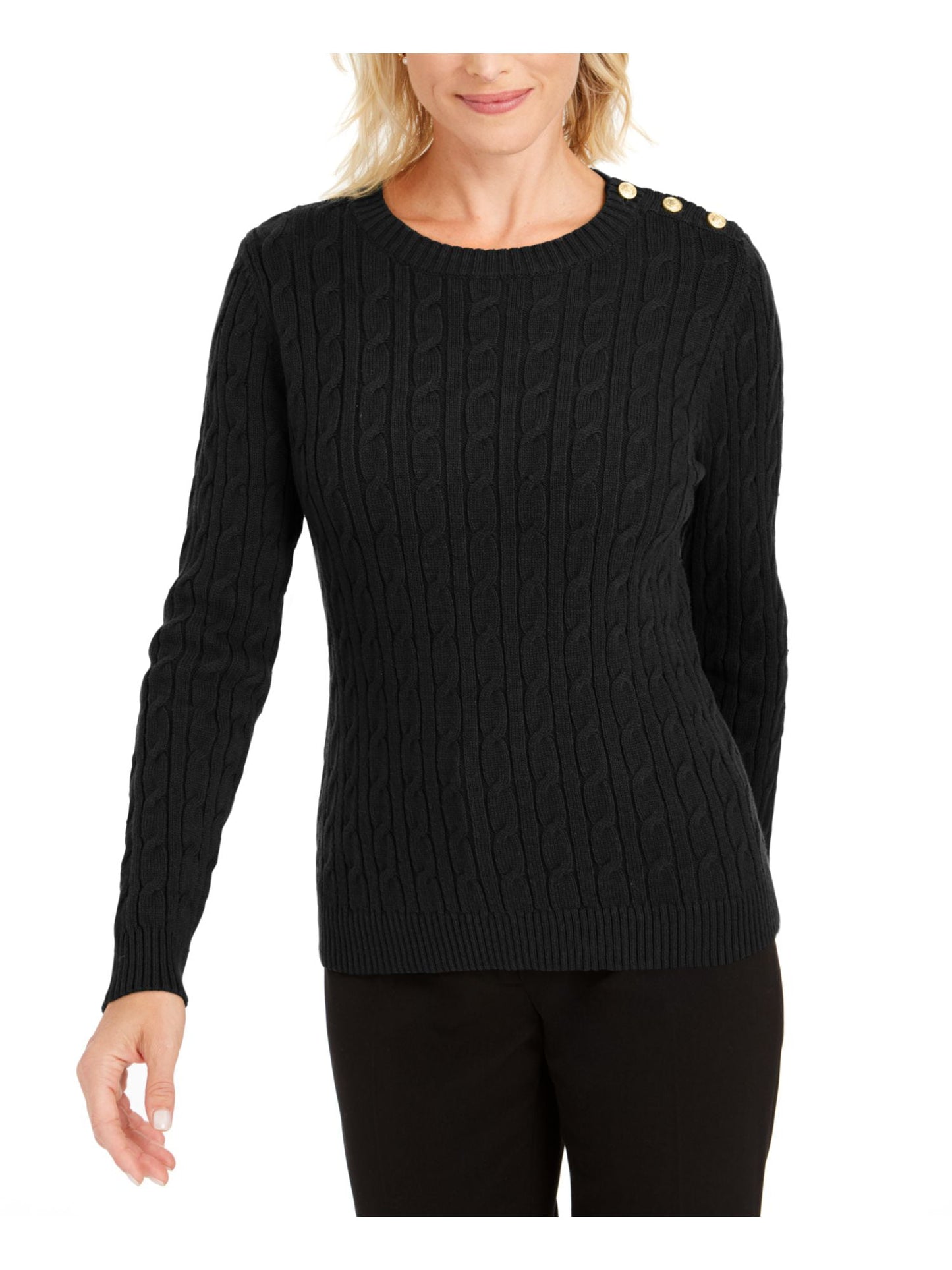 Suéter feminino com estampa texturizada e gola joia, manga comprida, tamanho X-S