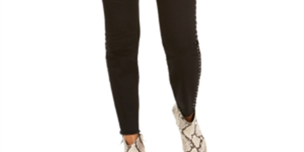 Calça jeans skinny com tachas feminina INC International Concepts, preta, tamanho 14