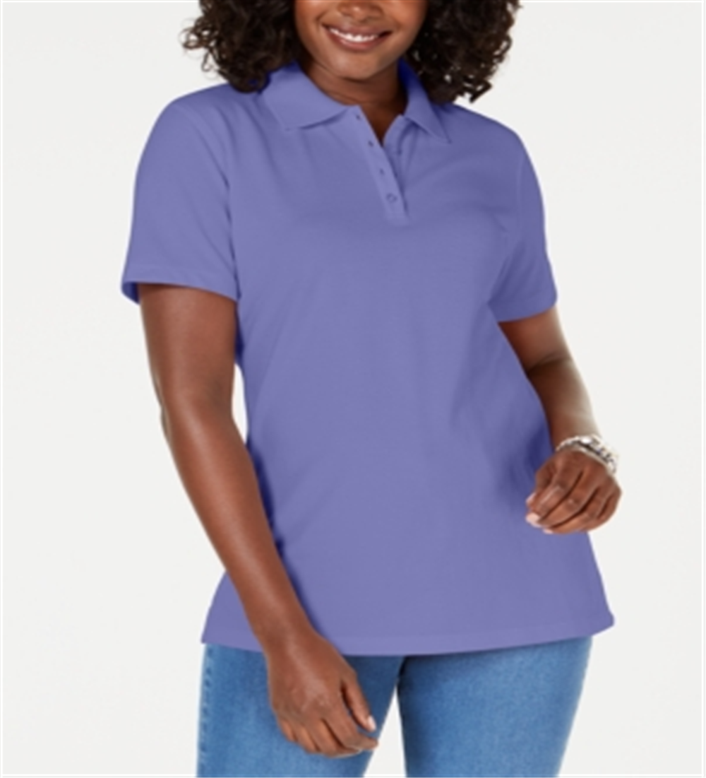 Polo Karen Scott feminino de algodão piquet, roxo, tamanho médio