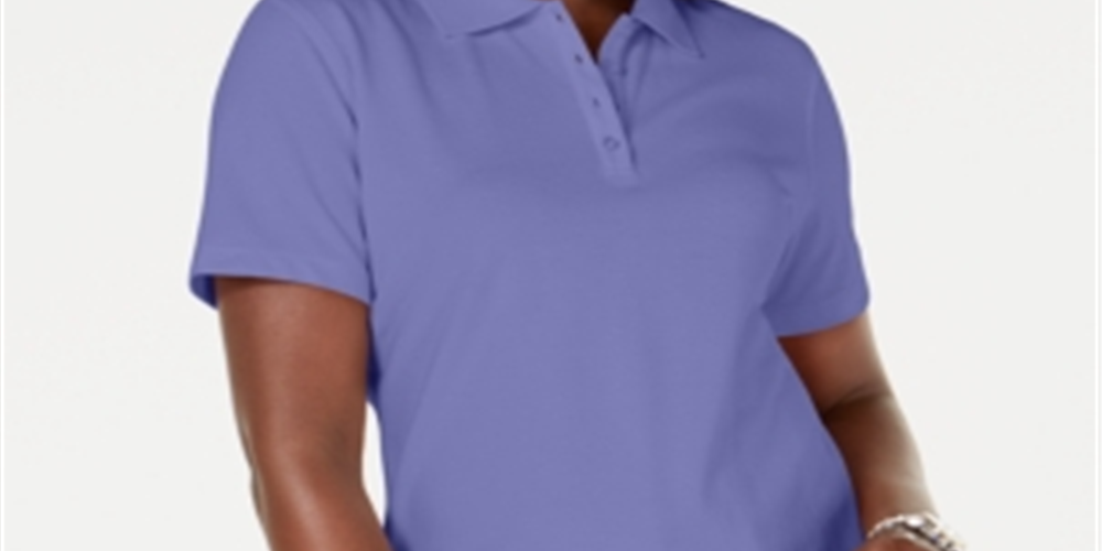 Polo Karen Scott feminino de algodão piquet, roxo, tamanho médio