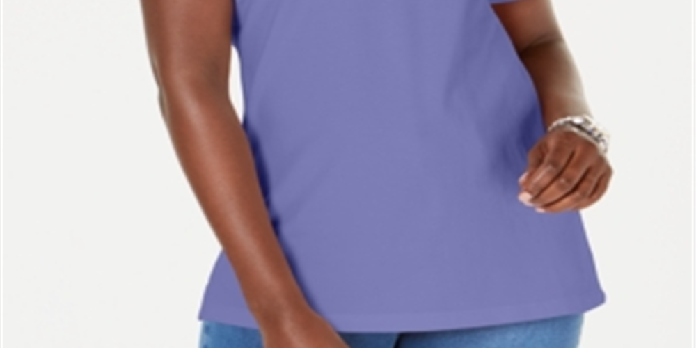 Polo Karen Scott feminino de algodão piquet, roxo, tamanho médio