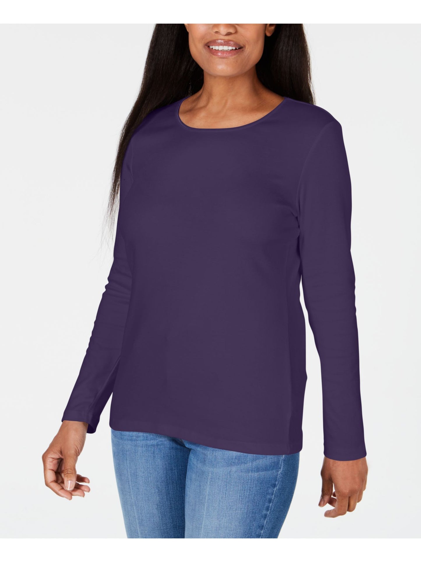 Karen Scott Blusa Feminina Decote Redondo Com Acabamento Em Cetim Roxo Tamanho X-G